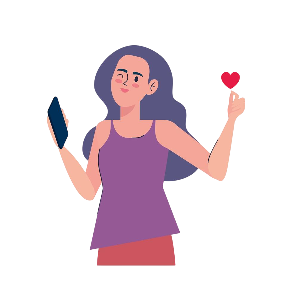 Female creator holding a phone and heart